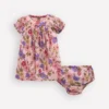 Gathered Woven Dress Mid Pink Floral Gathered Woven Dress Mid Pink Floral