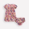 Gathered Woven Dress Mid Pink Floral Gathered Woven Dress Mid Pink Floral