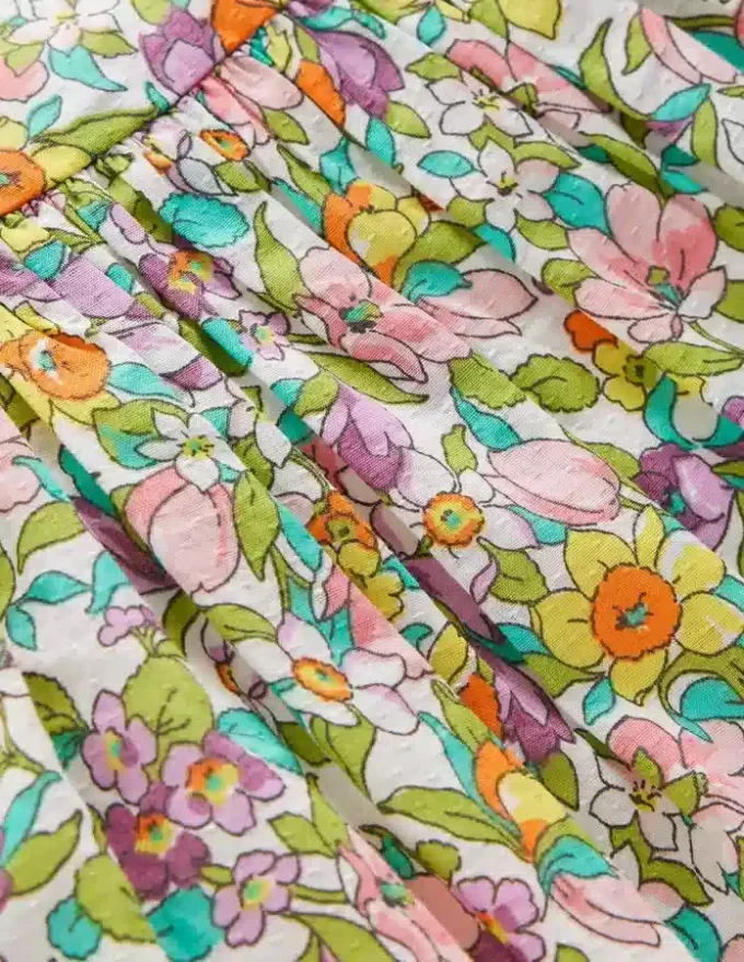 Gathered Woven Dress Multi Florabunda Gathered Woven Dress Multi Florabunda