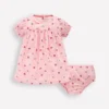 Gathered Woven Dress Pink Strawberry Stripe Gathered Woven Dress Pink Strawberry Stripe