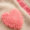 Girls Borg Collared Jacket Neutral/Pink Heart
