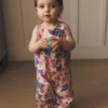 Girls Button Down Romper Mid Pink Floral Girls Button Down Romper Mid Pink Floral