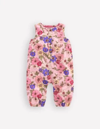Girls Button Down Romper Mid Pink Floral