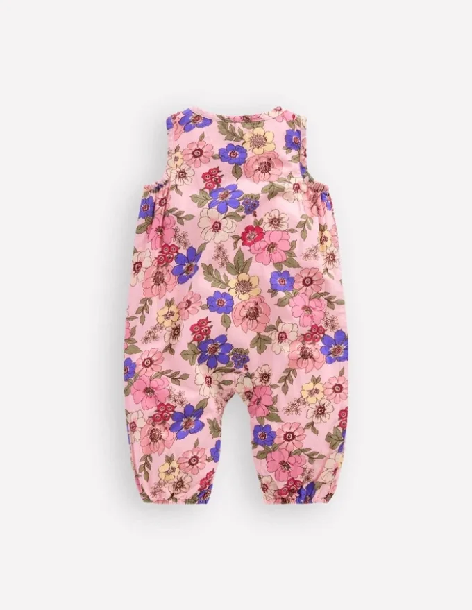 Girls Button Down Romper Mid Pink Floral Girls Button Down Romper Mid Pink Floral