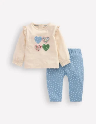 Girls Logo Play Set Blue Floral Hearts