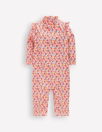 Girls Sun Safe Surfsuit Pink Ditsy Floral