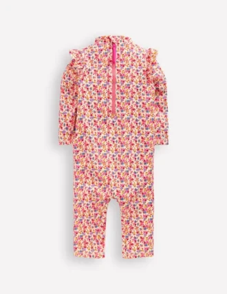 Girls Sun Safe Surfsuit Pink Ditsy Floral