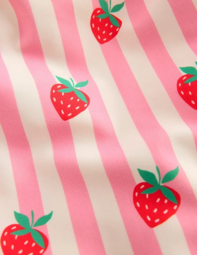 Girls Sun Safe Surfsuit Pink Strawberry Stripe Girls Sun Safe Surfsuit Pink Strawberry Stripe
