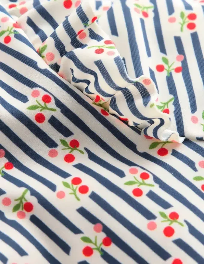 Girls Sun Safe Surfsuit Stripe Cherries Girls Sun Safe Surfsuit Stripe Cherries