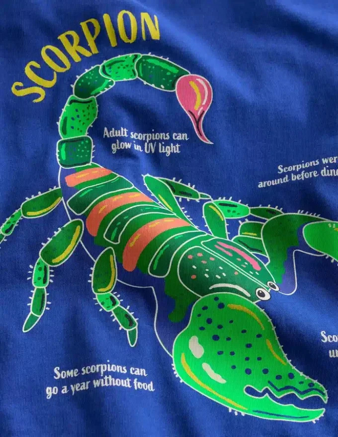 Glow-In-The-Dark T-shirt Bright Blue Scorpion Glow-In-The-Dark T-shirt Bright Blue Scorpion