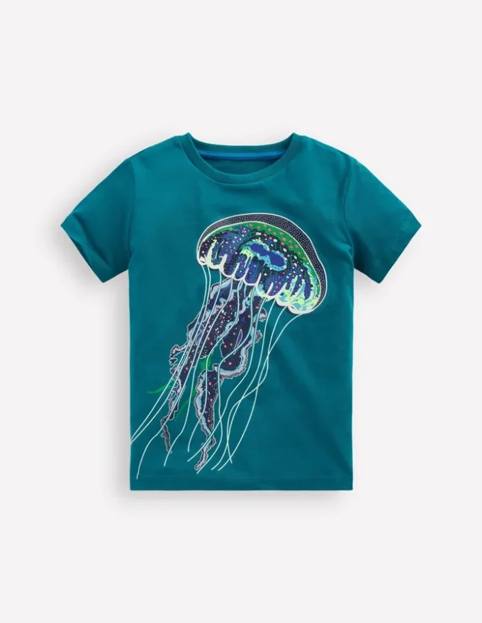 Glow-In-The-Dark T-shirt Deep Sea Blue Jelly Fish Glow-In-The-Dark T-shirt Deep Sea Blue Jelly Fish