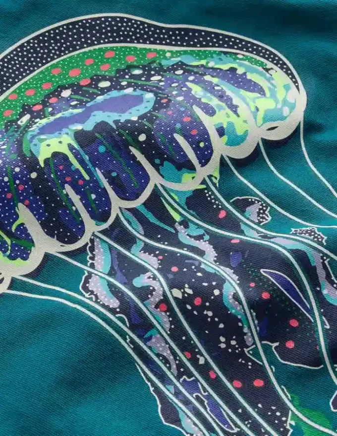 Glow-In-The-Dark T-shirt Deep Sea Blue Jelly Fish Glow-In-The-Dark T-shirt Deep Sea Blue Jelly Fish