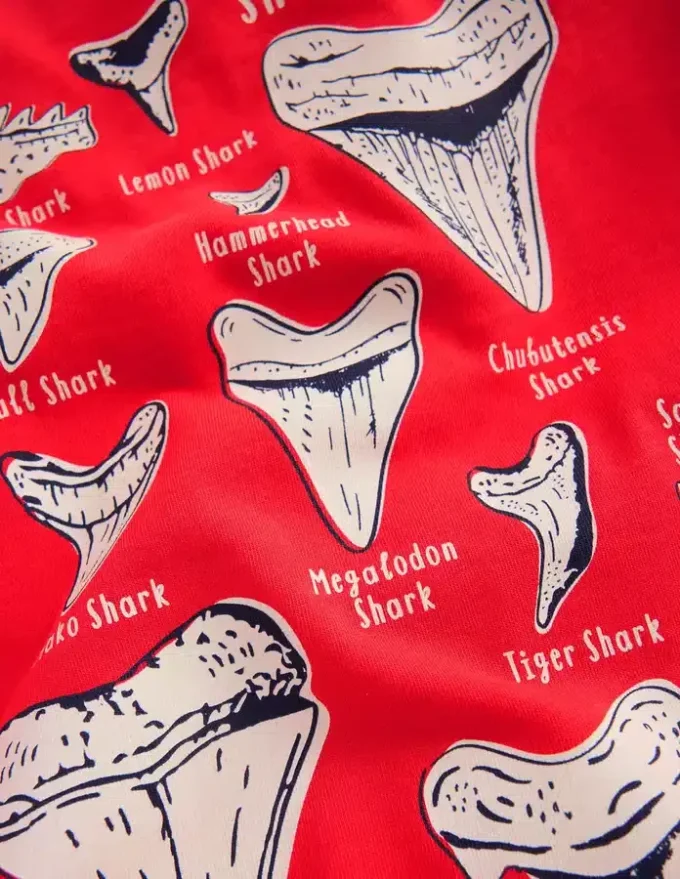 Glow-In-The-Dark T-shirt Hot Coral Sharks Teeth Glow-In-The-Dark T-shirt Hot Coral Sharks Teeth