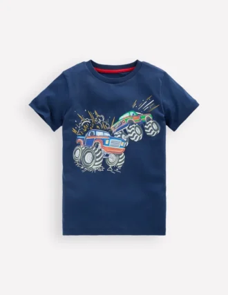 Glow-In-The-Dark T-shirt Medieval blue Monster trucks