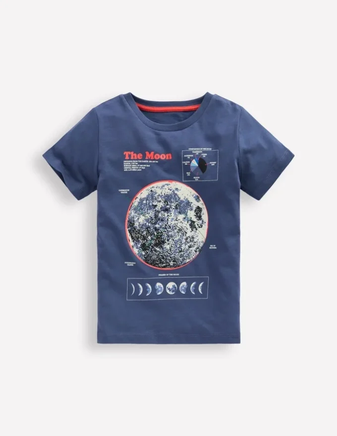Glow-In-The-Dark T-shirt Robot Blue Marl Moon Glow-In-The-Dark T-shirt Robot Blue Marl Moon