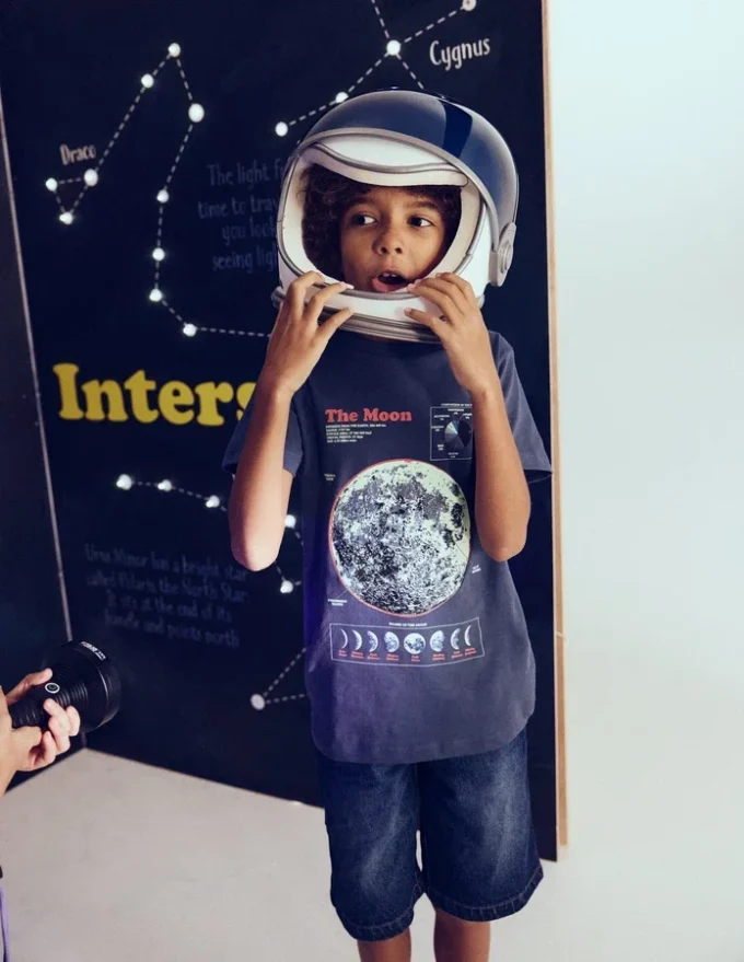 Glow-In-The-Dark T-shirt Robot Blue Marl Moon Glow-In-The-Dark T-shirt Robot Blue Marl Moon
