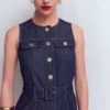 Gold Button Denim Midi Dress Indigo Gold Button Denim Midi Dress Indigo