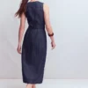 Gold Button Denim Midi Dress Indigo Gold Button Denim Midi Dress Indigo