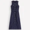 Gold Button Denim Midi Dress Indigo Gold Button Denim Midi Dress Indigo