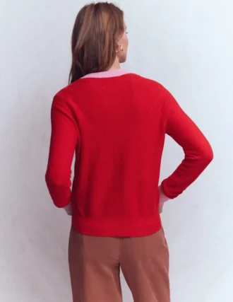 Grace Colour Block Cardigan Bright Cherry