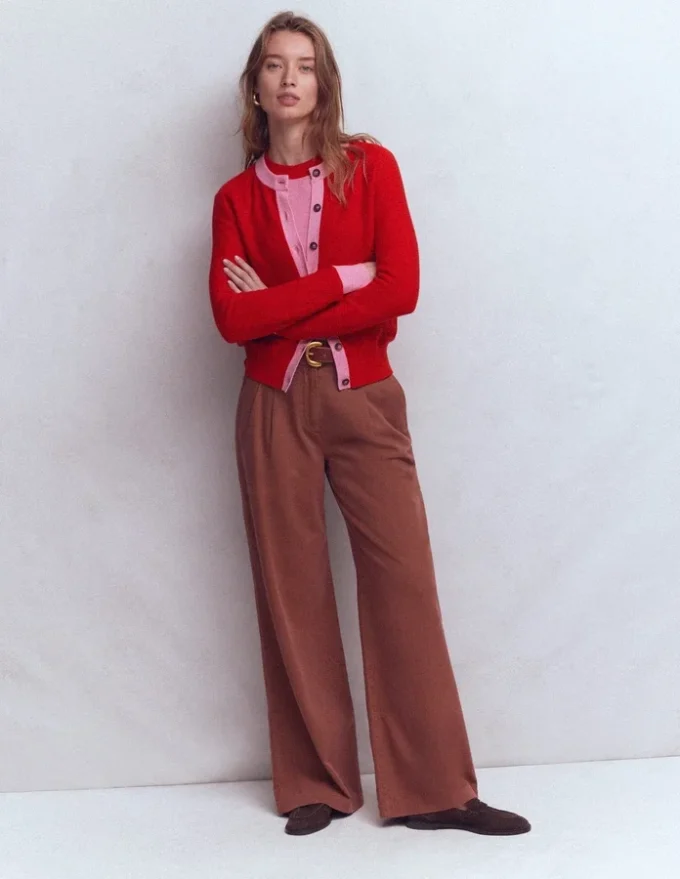 Grace Colour Block Cardigan Bright Cherry Grace Colour Block Cardigan Bright Cherry
