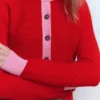 Grace Colour Block Cardigan Bright Cherry Grace Colour Block Cardigan Bright Cherry