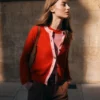 Grace Colour Block Cardigan Bright Cherry Grace Colour Block Cardigan Bright Cherry