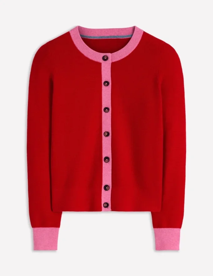 Grace Colour Block Cardigan Bright Cherry Grace Colour Block Cardigan Bright Cherry