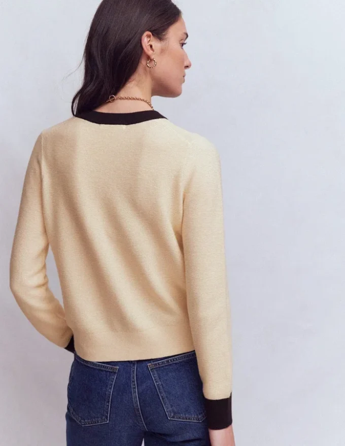 Grace Colour Block Cardigan Warm Ivory Grace Colour Block Cardigan Warm Ivory