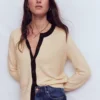Grace Colour Block Cardigan Warm Ivory Grace Colour Block Cardigan Warm Ivory