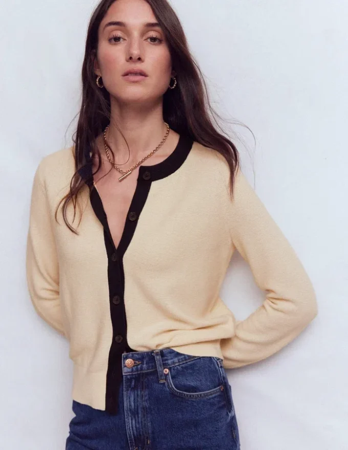 Grace Colour Block Cardigan Warm Ivory Grace Colour Block Cardigan Warm Ivory