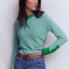 Grace Colour Block Sweater Cloudy Jade Blue Grace Colour Block Sweater Cloudy Jade Blue