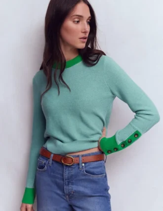 Grace Colour Block Sweater Cloudy Jade Blue