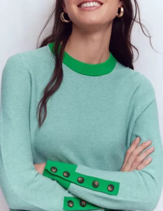 Grace Colour Block Sweater Cloudy Jade Blue