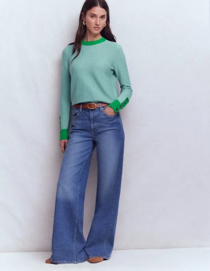 Grace Colour Block Sweater Cloudy Jade Blue Grace Colour Block Sweater Cloudy Jade Blue