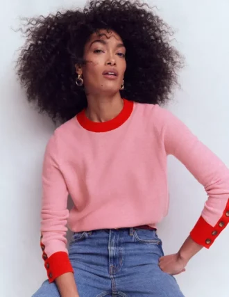 Grace Colour Block Sweater Pink Lady