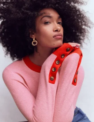 Grace Colour Block Sweater Pink Lady
