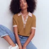 Grace Colour Block T-Shirt Camel Melange Grace Colour Block T-Shirt Camel Melange
