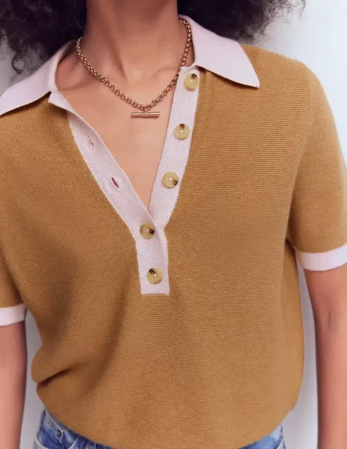 Grace Colour Block T-Shirt Camel Melange Grace Colour Block T-Shirt Camel Melange