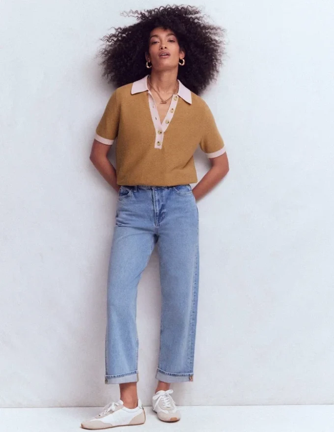 Grace Colour Block T-Shirt Camel Melange Grace Colour Block T-Shirt Camel Melange