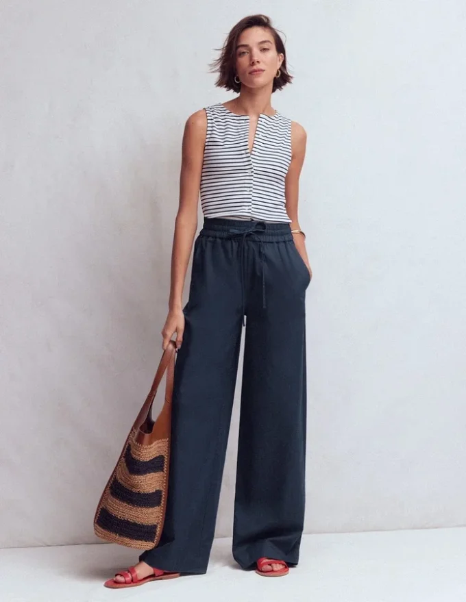 Greenwich Tie Waist Pants Navy Greenwich Tie Waist Pants Navy