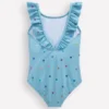 Hallie Frill Strap Swimsuit Air Blue Multi Foil Spot Hallie Frill Strap Swimsuit Air Blue Multi Foil Spot