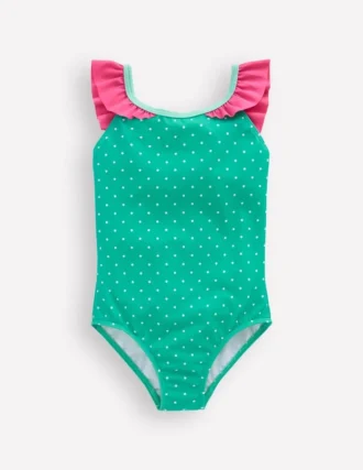 Hallie Frill Strap Swimsuit Aqua Sea Blue Turtle