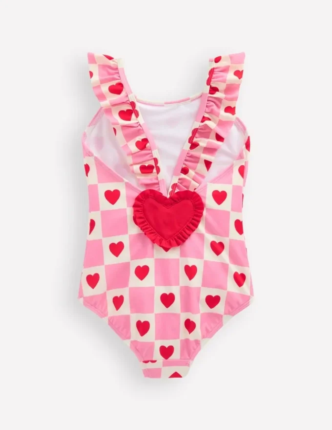 Hallie Frill Strap Swimsuit Bubblegum Pink Heart Stamp Hallie Frill Strap Swimsuit Bubblegum Pink Heart Stamp