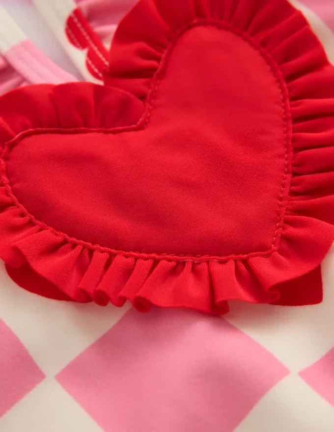 Hallie Frill Strap Swimsuit Bubblegum Pink Heart Stamp Hallie Frill Strap Swimsuit Bubblegum Pink Heart Stamp