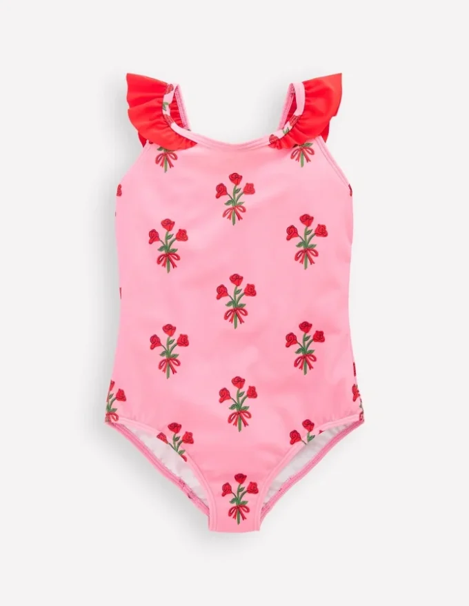 Hallie Frill Strap Swimsuit Bubblegum Pink Posy Hallie Frill Strap Swimsuit Bubblegum Pink Posy