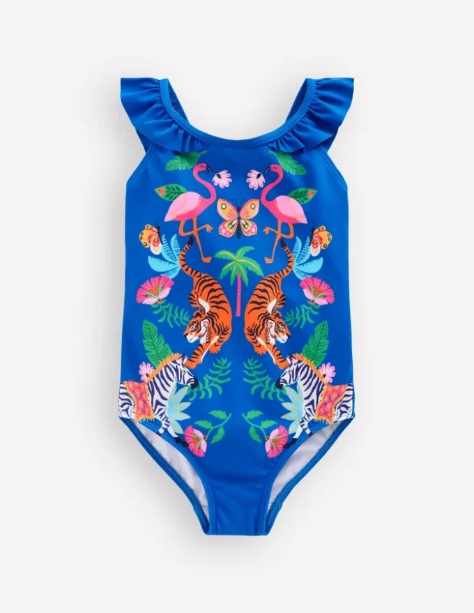 Hallie Frill Strap Swimsuit Jungle Placement Hallie Frill Strap Swimsuit Jungle Placement