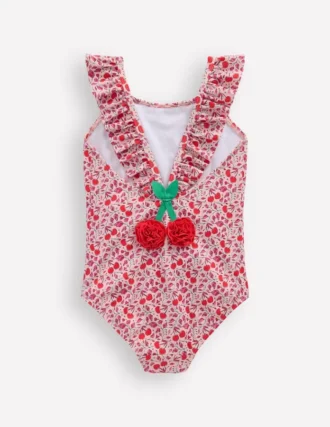 Hallie Frill Strap Swimsuit Lotus Cherry Vine