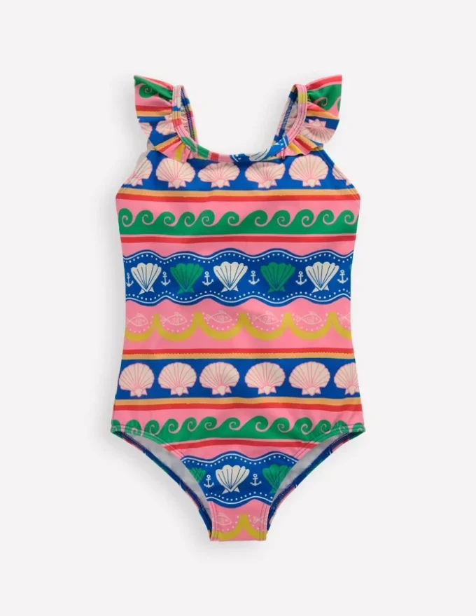 Hallie Frill Strap Swimsuit Multi Sea Shell Stripe Hallie Frill Strap Swimsuit Multi Sea Shell Stripe