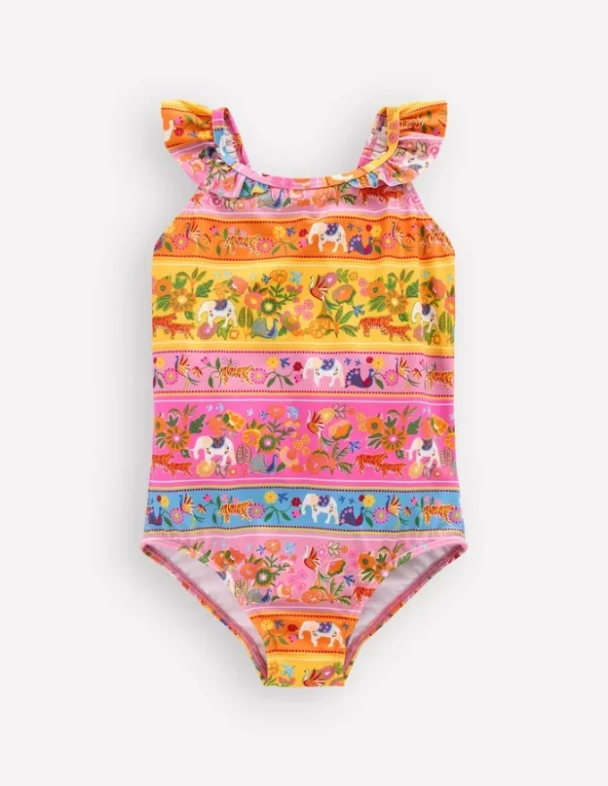 Hallie Frill Strap Swimsuit Multi Tropical Animals Stripe Hallie Frill Strap Swimsuit Multi Tropical Animals Stripe